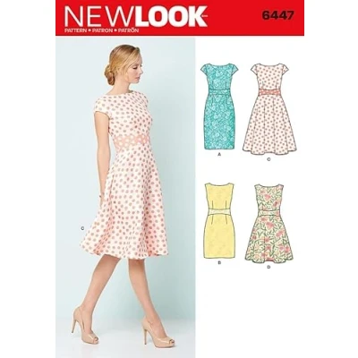Image of New Look Ladies Sewing Pattern 6447 Dresses in 4 Styles with Waist Detail