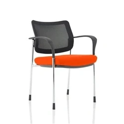 Image of Brunswick Deluxe Mesh Back Chrome Frame Bespoke Seat Orange With Arms