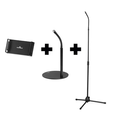 Image of Durable Tablet Holder Twist Combi Pack with Gooseneck for Tablets and Mobiles 4.7 13&quot; Includes Table Floor Stand 360 Degree Rotation Perfect Tablets, iPads, Mobile Phones Black