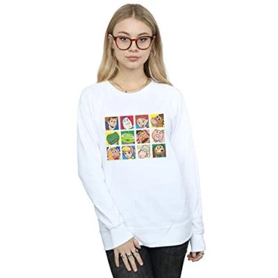 Image of Disney Women&#039;s Toy Story Character Squares Sweatshirt White Large