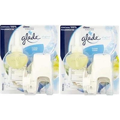 Image of glade 2 x Electric Holder &amp; Scented Oil Plugin Refill Clean Linen
