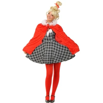 Image of Struts Womens Deluxe Cindy Lou Who Costume with Wig (Medium (UK 10 12))