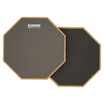 Image of Evans RF12D RealFeel Drum Practice Pad Drummer Gum Rubber &amp; Neoprene, 2 Sided, 12 Inch, Gray