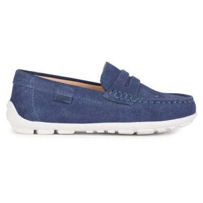 Image of Geox J New Fast Boy A Moccasin, Navy White, 6 UK