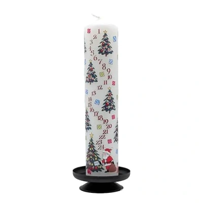 Image of Alison Gardiner Christmas Trees Wax Advent Pillar Candle 50 Hours Burn Time 4.5 cm x 25.5