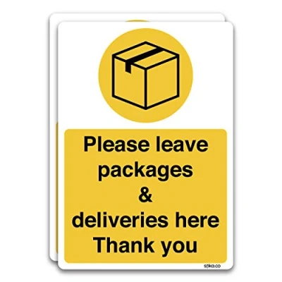 Image of stika.co Delivery Notice Sign Static Cling Window Vinyl, A4 297 x 210mm &quot;Please leave all Deliveries here&quot; for Postman, Couriers and
