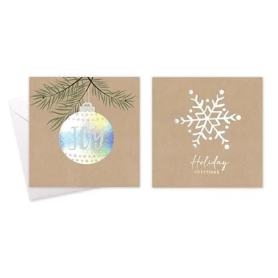 Image of Tallon Festive Wonderland Square Xmas Christmas Cards, Box of 10, Assorted Designs (XCA0203 Kraft Text)