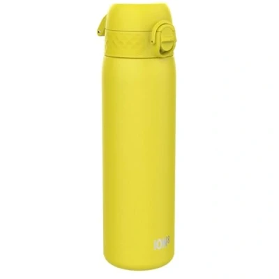 Image of ION8 Vacuum Insulated Steel Water Bottle, 500 ml/18 oz, Leak Proof, Easy to Open, Secure Lock, Dishwasher Safe, Fits Cup Holders, Carry Handle, Scratch Resistant, Metal Yellow