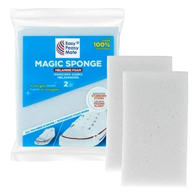 Image of Magic Eraser Sponge for Walls Stain &amp; Mark Removal White Sponges Cleaning Pad Kitchen Household Melamine Pack of 2