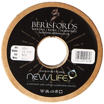 Image of Berisfords BF_1001 15 669 15mm Smoked NewLife Satin Ribbon 100% Recycled 20m Reel, Smokey Grey