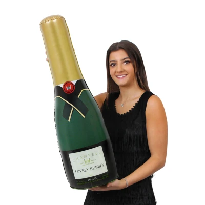 Image of Giant Inflatable Champagne Bottle 73cm/30 Blow Up For Birthday Anniversary New Years Party Decoration Prop Or Pool Accessory