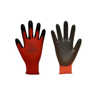 Image of Polyco Matrix® Red PU Polyurethane Palm Coated Reusable Gripper Work Gloves (9/Large)