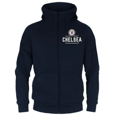 Image of Chelsea FC Official Football Gift Mens Fleece Zip Hoody Navy 3XL