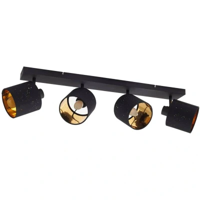 Image of Lindby ceiling light Vasilia, 4 bulb, black/gold, fabric