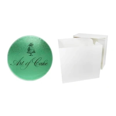 Image of Art of CAKE 8 inch Round GREEN Board and WHITE TALL BOX
