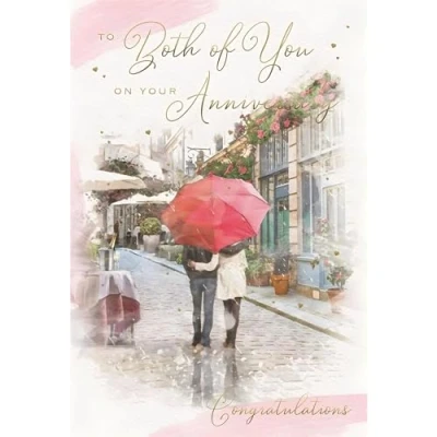 Image of Anniversary Card To Both of You Romantic Walk Artistic Design Special Finishes and Illustrated Insert Leaf Made in the UK Eco Friendly