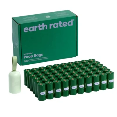 Image of Earth Rated Dog Poo Bag Holder with Bags Rolls, Durable and Guaranteed Leakproof, Lavender Scented, 1 Dispenser 900