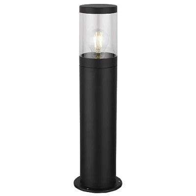 Image of firstchoicelighting Modern Black Outdoor Post Light, IP44 Waterproof Driveway Bollard Height 50cm, Clear Diffuser, LED Compatible