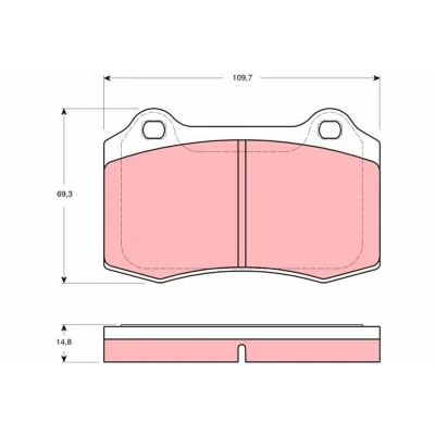 Image of 30645136, 30665552, 30683858, 32373167 Brake pad set TRW GDB1513 not prepared for wear indicator VOLVO: V70 2, S60 I, PEUGEOT: 208 I Hatchback