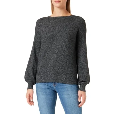 Image of Vero Moda Women&#039;s Vmbrilliant Ls Boatneck Blouse Ga Noos Sweater , Black/Detail:melange,XS