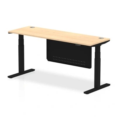 Image of Air 1800x600 Height Adjustable Desk Maple CP Black Leg Modesty Panel