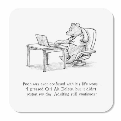 Image of Huxters Birthday Coasters for Men and Him Her Women Pooh Piglet Control Alt Delete Sister Brother Uncle Friend Mum Auntie Nan Grandad 9cm