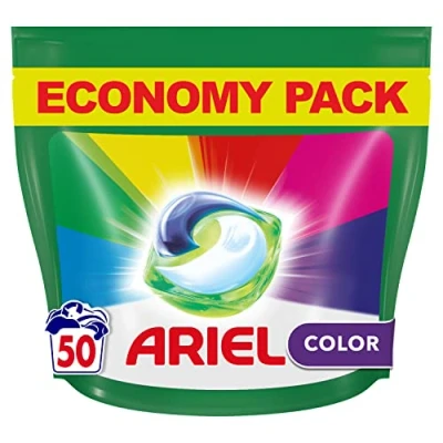 Image of Ariel All in 1 Pods Laundry Capsules, 50 Washes, Colour, Effective Even Cold, Colour Protection