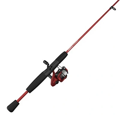 Image of Zebco Slingshot Spinning Reel and Fishing Rod Combo, 5 Foot 6 Inch 2 Piece Pole, Size 20 Reel, Changeable Right or Left Hand Retrieve, Pre Spooled with 8 Pound Cajun Line, Red