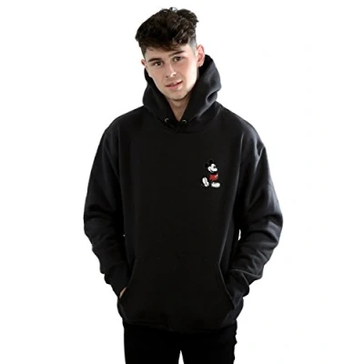 Image of Disney Men&#039;s Mickey Mouse Kickin Retro Chest Hoodie Black Large