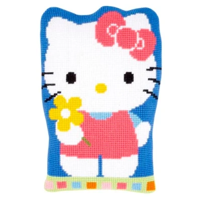 Image of Vervaco Shaped Cross S Cushion Hello Kitty with Flower