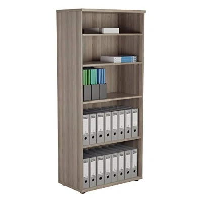 Image of Office Hippo Heavy Duty Bookcase, Robust Book Case, Storage Unit with 4 Adjustable Shelves &amp; Feet, Stable Home Furniture, Simple To Assemble Grey Oak