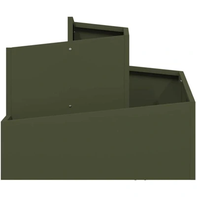Image of vidaXL Metal Planter Olive Green Medium Stackable