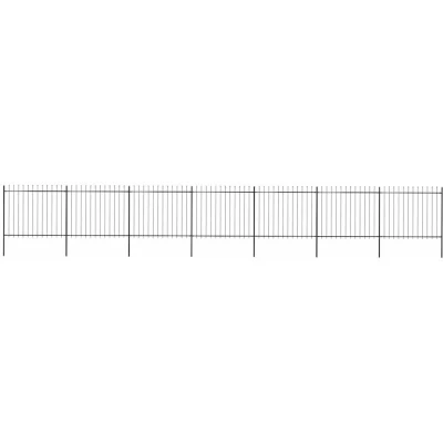 Image of vidaXL Garden Fence with Spear Top Steel 11.9x1.5 m Black