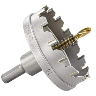 Image of Starrett Tungsten Carbide Tipped Hole Saw SM75 Sheet Metal Cutter With Arbor &amp; Pilot Drill Bit For Drilling Stainless Steel Aluminum Alloy 75 mm