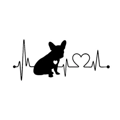 Image of Porfeet Car Sticker, French Bulldog Heartbeat Bumper Window Sticker Reflective Decorative Decal Black