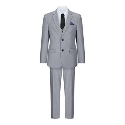 Image of Boys 3 Piece Light Grey Suit Classic Wedding Party Vintage Christening 2