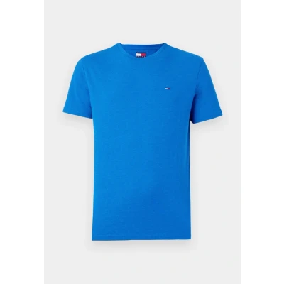 Image of Tommy Jeans Men&#039;s TJM XSLIM Jaspe HTR TEE EXT DM0DM20363 S/S T Shirt, Blue (Vibrant Indigo HTR), L
