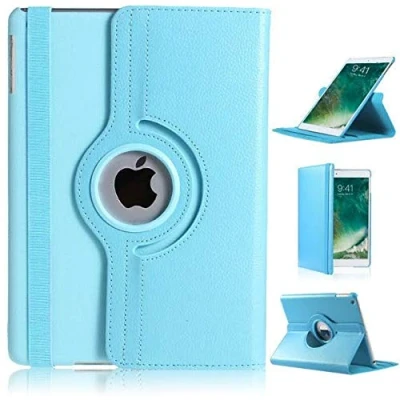 Image of IPad Mini 4 Case,iPad Cover,iPad Leather Case, PU Flip Case Stand Function Slim Premium 360 Rotating Cover (LIGHT BLUE)