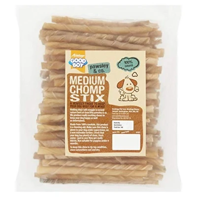 Image of Good Boy Medium Rawhide Chomp Sticks Dog Chews Made From 100 Percent Natural Hide Pack of Treats