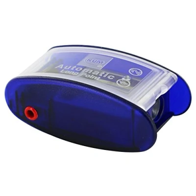 Image of KUM AZ105.31.19 B Automatic AS2 M Long Cone Sharpener in Container, 2 Lead Sharpeners, Spare Blades, Blue, Pack of 1