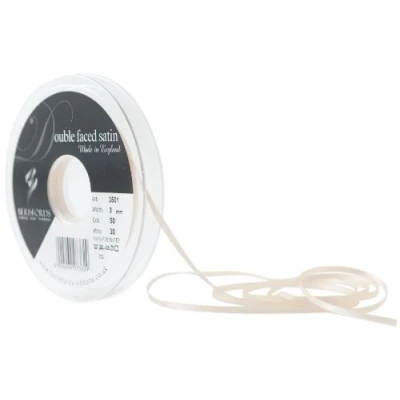 Image of Berisfords Double Satin Ribbon, Cream, 3 mm