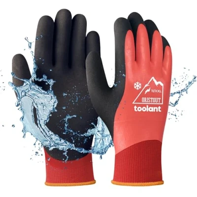 Image of Thermal Work Gloves for Cold Weather, Waterproof Winter Gloves, Touchscreen, Super Grip, Gardening, Fishing, Car Washing, Freezer Red, XX Large
