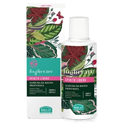 Image of Helan Foglierare Spirito Libero Natural Shampoo &amp; Body Wash with Coconut Oil, Sweet Almonds Oil Jasmine Bubble Bath for Hair, Perfumed Shower Gel Gentle Foam Made in Italy, 200ml