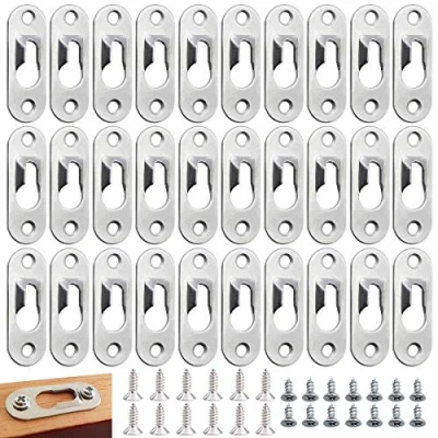 Image of Keyhole Hangers,Tianher 100 Pcs 45x 16 mm Picture Hangers Hanging Fasteners for Frames with 200 Screws Hardware