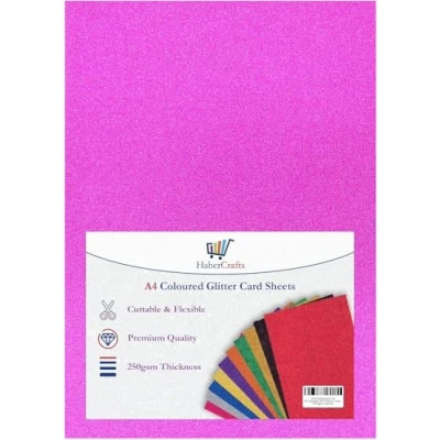 Image of A4 Purple Glitter Card Paper Non Shed Sparkle Craft Sheets 250gsm Bling Crafting Cardstock Acid Free Making Scrapbooking Arts &amp; Crafts (Purple 10 Sheets)