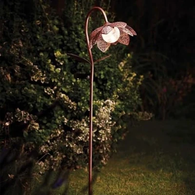 Image of Garden Mile 90cm Metal Flower Solar Stake Lights Large Outdoor Decorations Weatherproof Ornaments Perfect for Patio Lawn Yard Flowerbeds