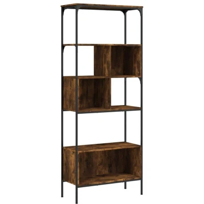 Image of vidaXL Bookcase 5 Tier Smoked Oak 76x33x188.5 cm Engineered Wood