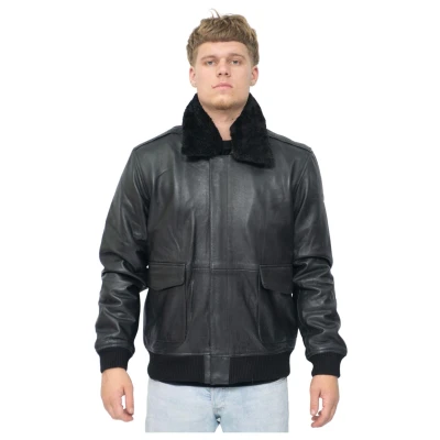 Image of Men&#039;s Air Force A2 USAF Black Pilot Aviator Real Leather Flight Bomber Jacket S