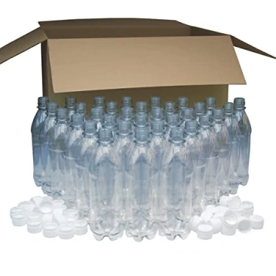 Image of BALLIIHOO Pack Of 40 x 500ml Clear PET Plastic Bottles With White Caps