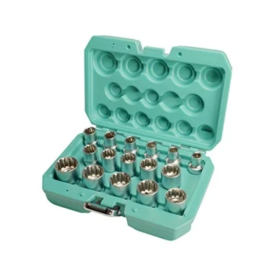 Image of Gearlock Socket Set 1/2 inch 16 pcs by WIESEMANN 1893 I XZN Made of Q 30 Steel Sockets with Practical Tool Box 81505
